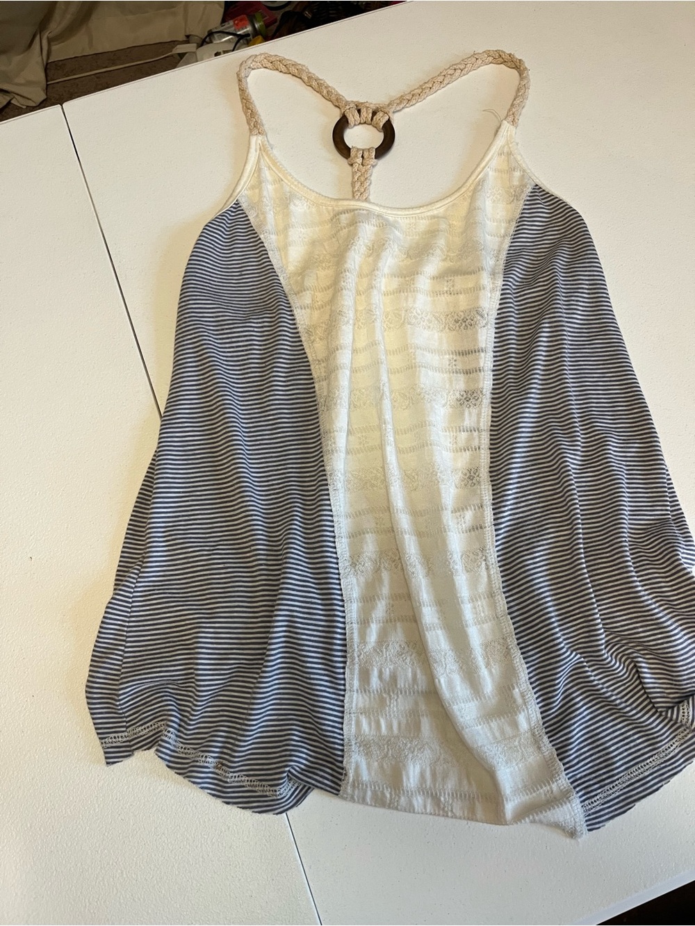 Striped Navy & Cream Braided Back Tank Havana